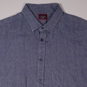 UNTUCKit Cannon 100% Linen Shirt Relaxed Fit Short Sleeve Blue Mens XXL 2XL